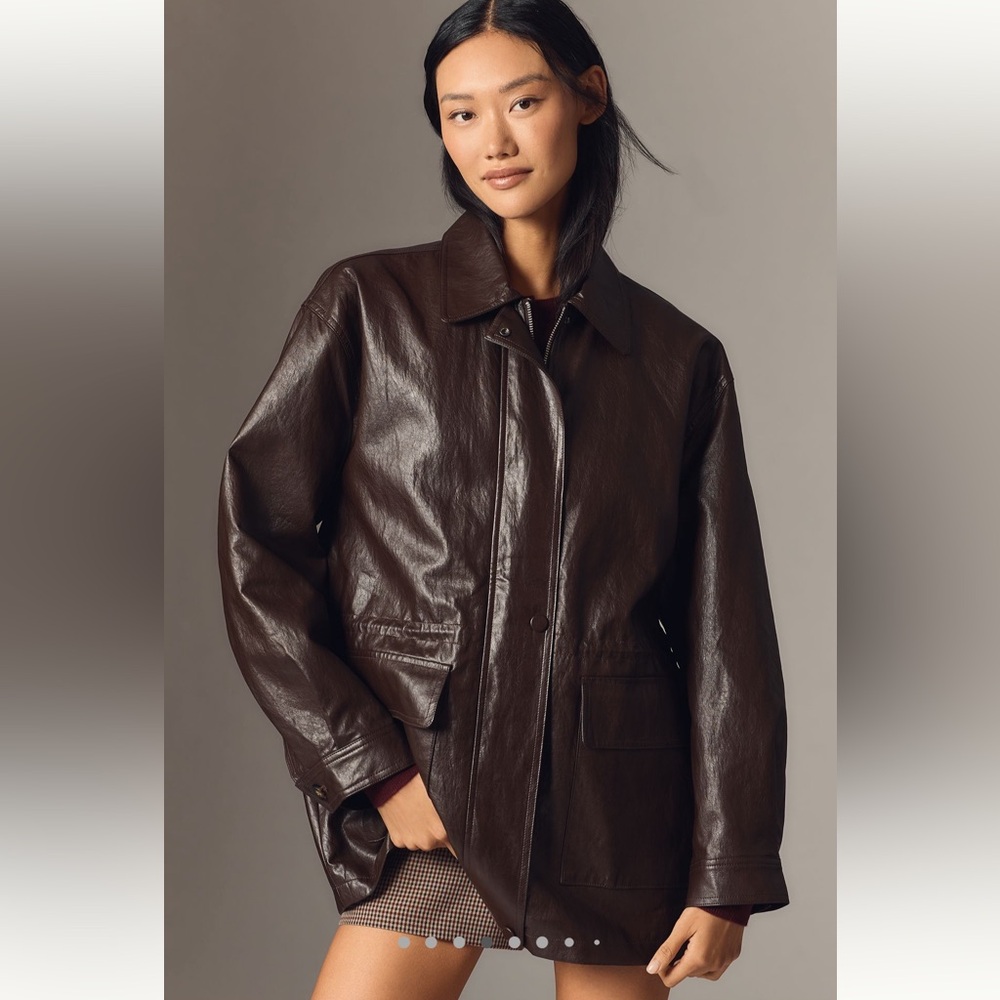 BNWT Anthropologie cinched waist faux leather jacket